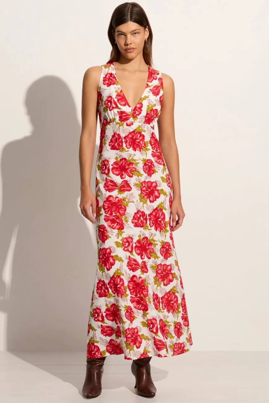 Acacia Maxi Dress Isadora Floral Red - Final Sale