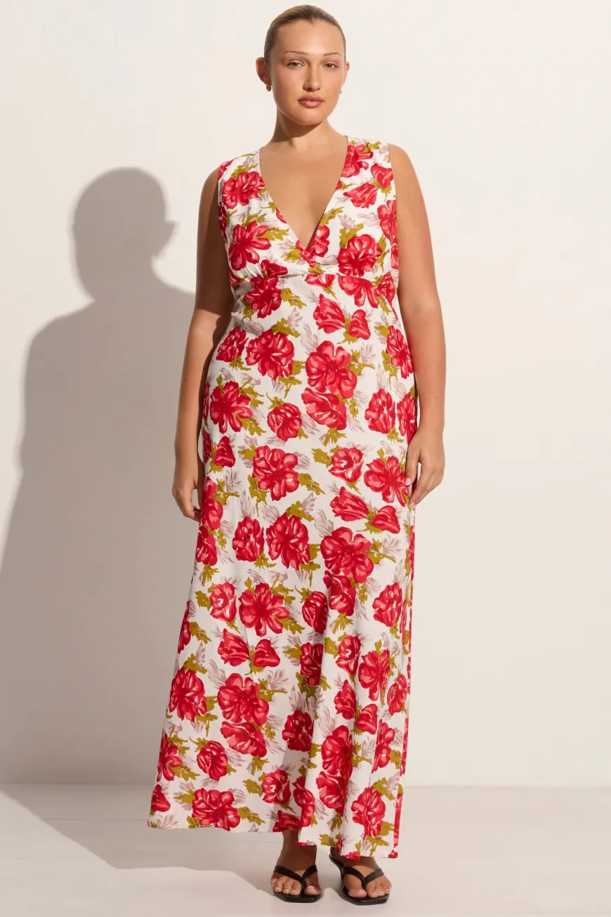 Acacia Maxi Dress Isadora Floral Red - Final Sale
