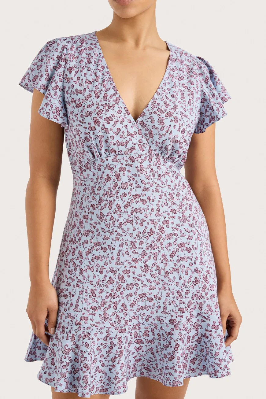 Alba Mini Dress Amaryllis Floral Blue