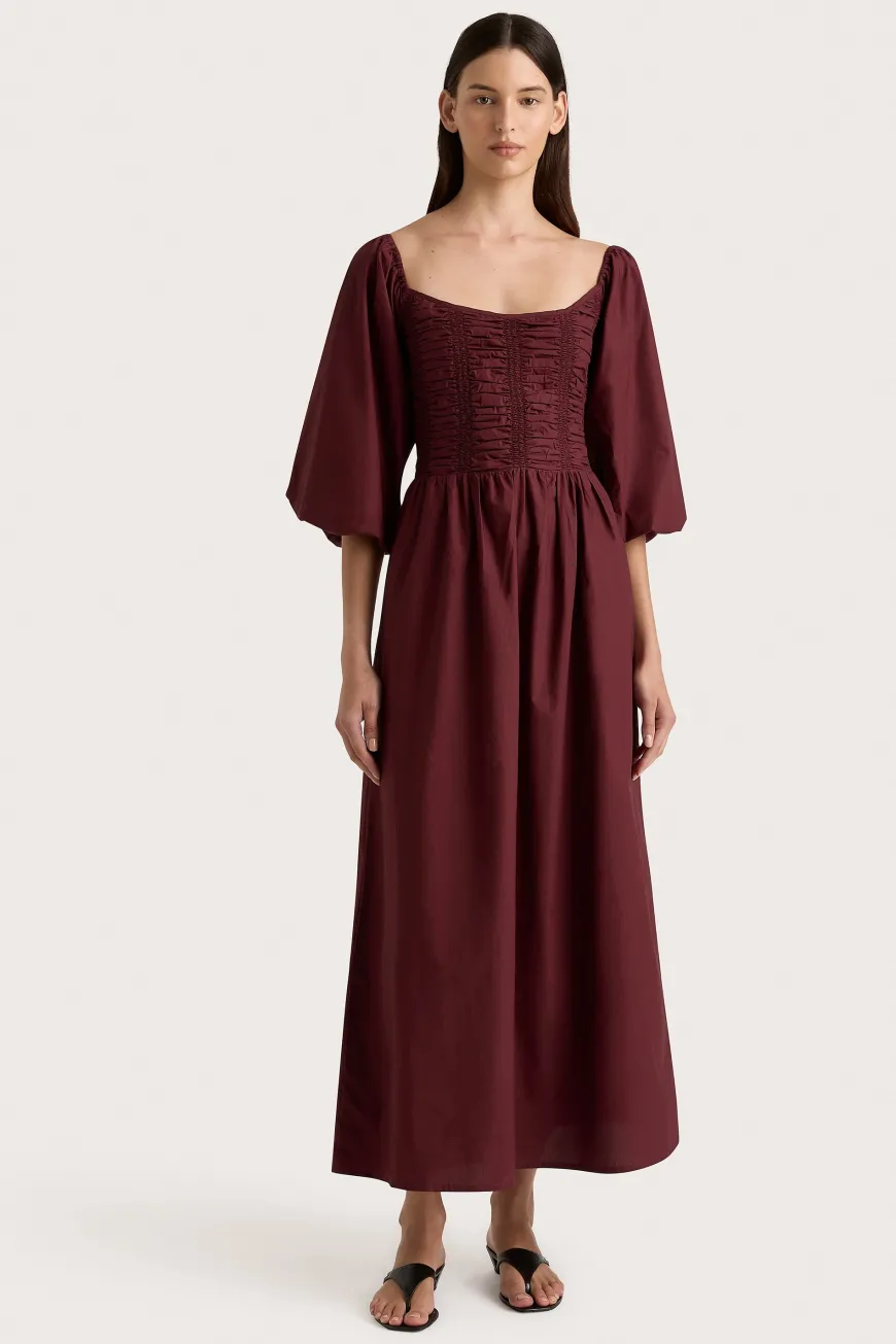 Alma Midi Dress Bordeaux