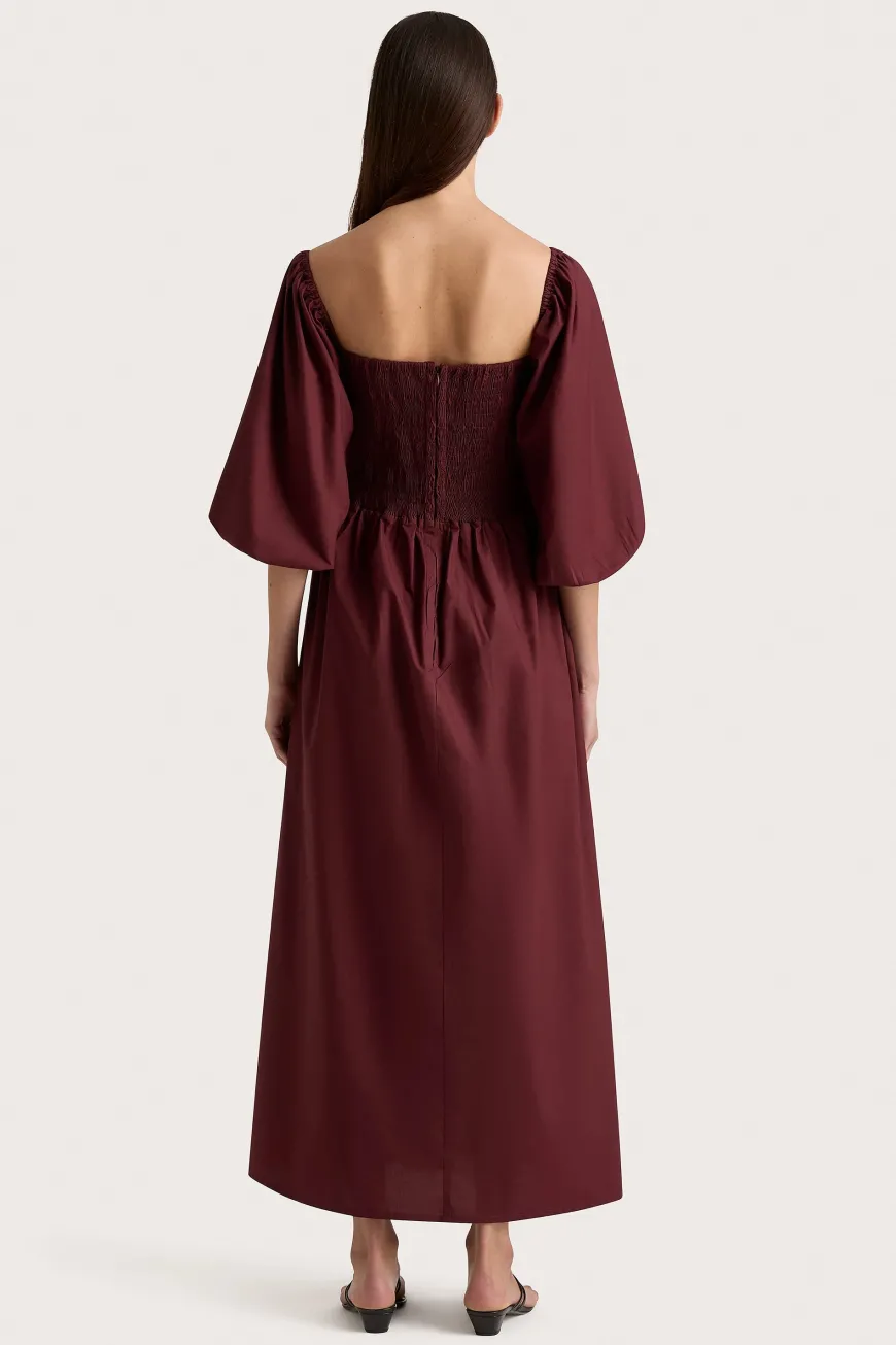 Alma Midi Dress Bordeaux