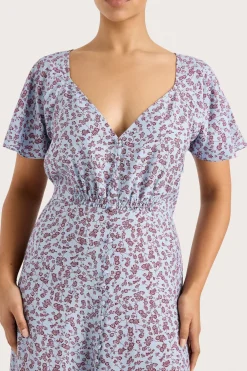Aurelia Midi Dress Amaryllis Floral Blue