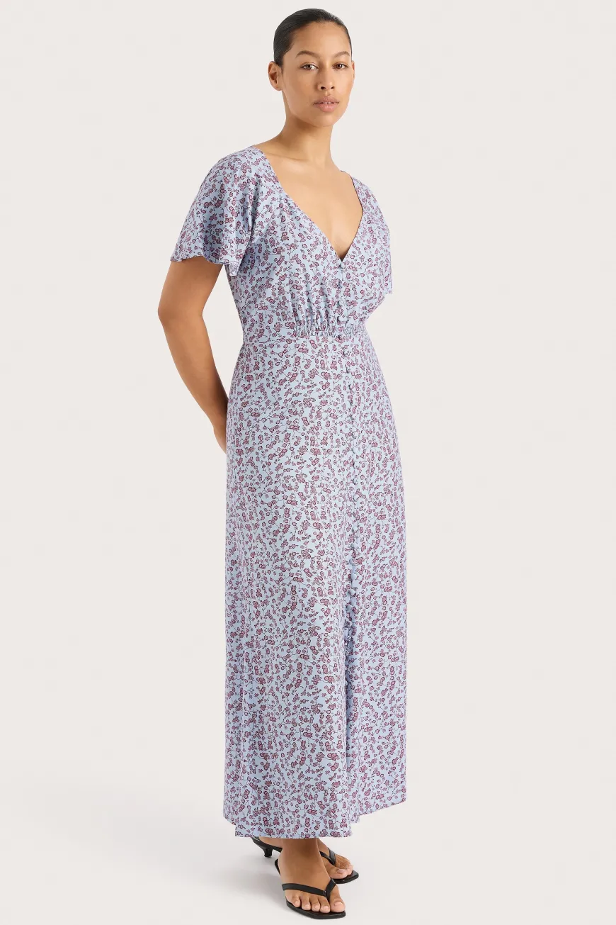 Aurelia Midi Dress Amaryllis Floral Blue