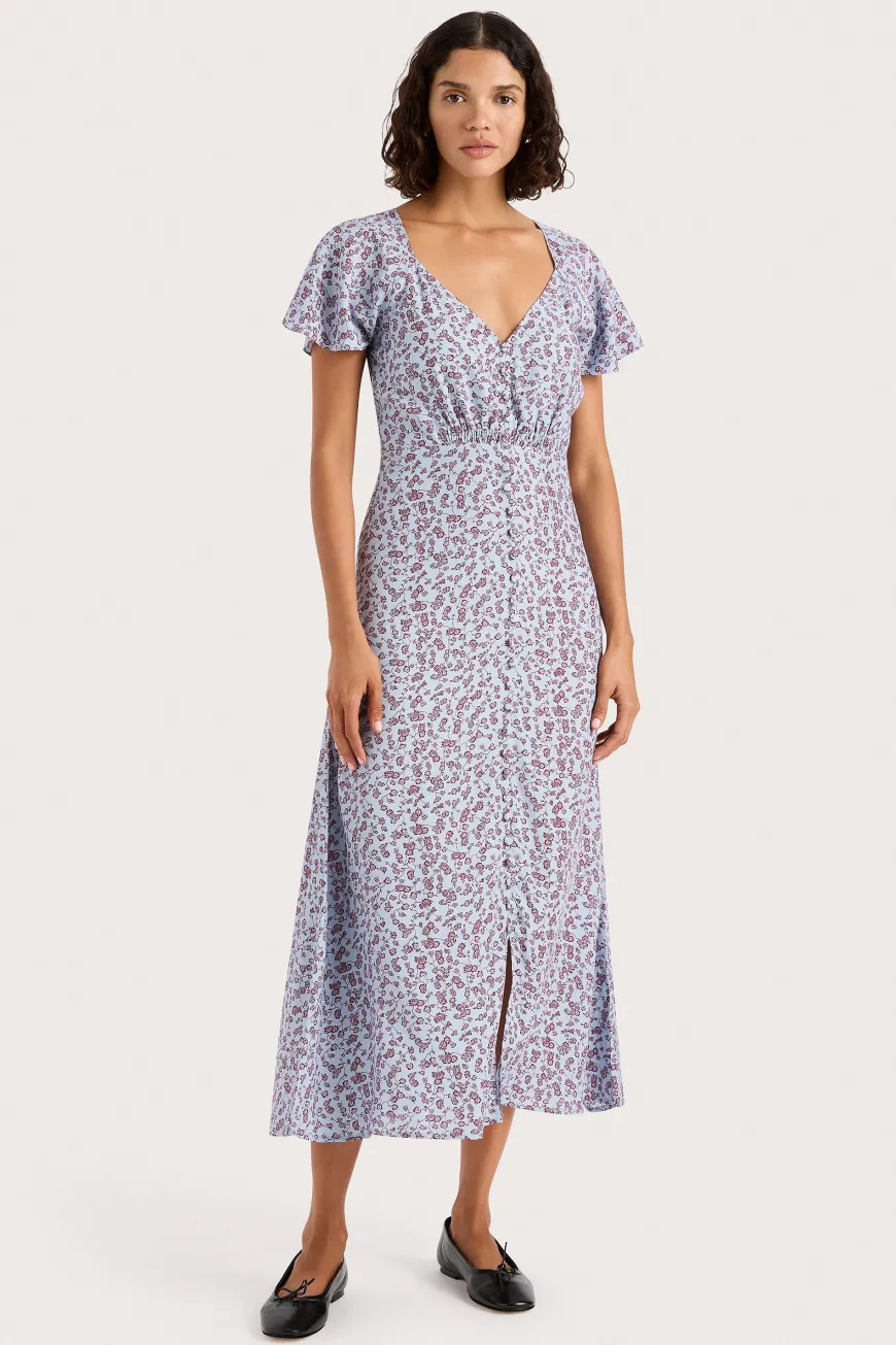 Aurelia Midi Dress Amaryllis Floral Blue