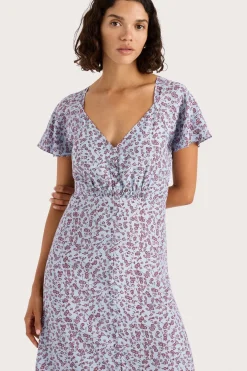 Aurelia Midi Dress Amaryllis Floral Blue