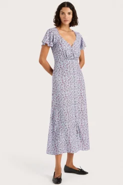 Aurelia Midi Dress Amaryllis Floral Blue