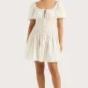Aya Mini Dress Cream Pinstripe