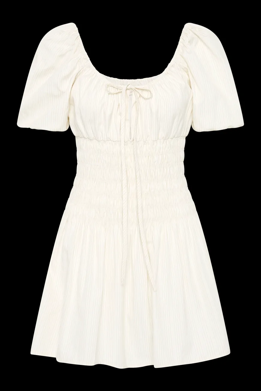 Aya Mini Dress Cream Pinstripe