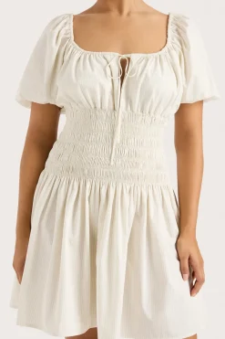 Aya Mini Dress Cream Pinstripe