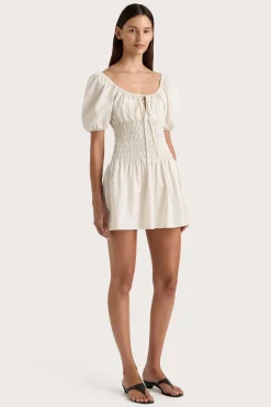 Aya Mini Dress Cream Pinstripe