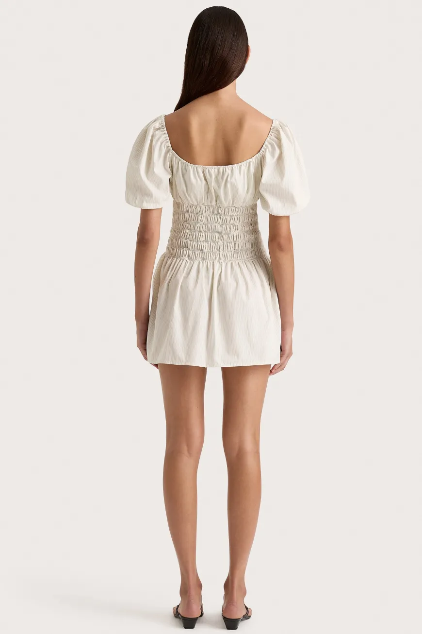 Aya Mini Dress Cream Pinstripe