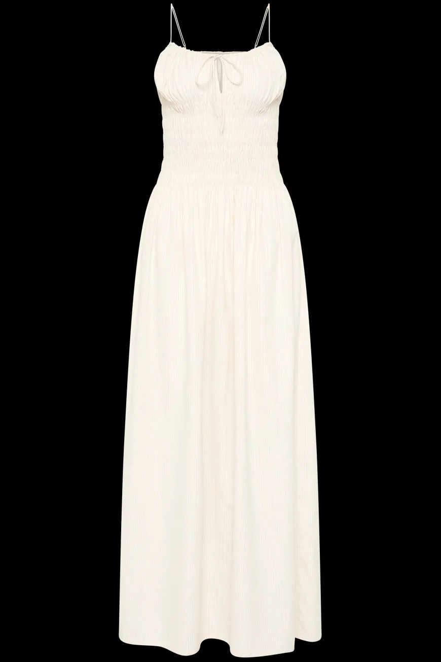 Aya String Maxi Dress Cream Pinstripe