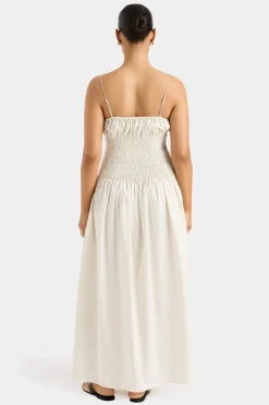 Aya String Maxi Dress Cream Pinstripe