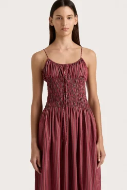 Aya String Maxi Dress Wine Stripe