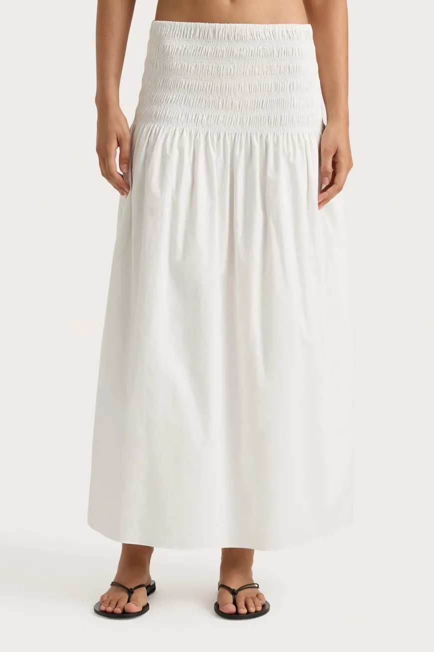 Baia Midi Skirt White