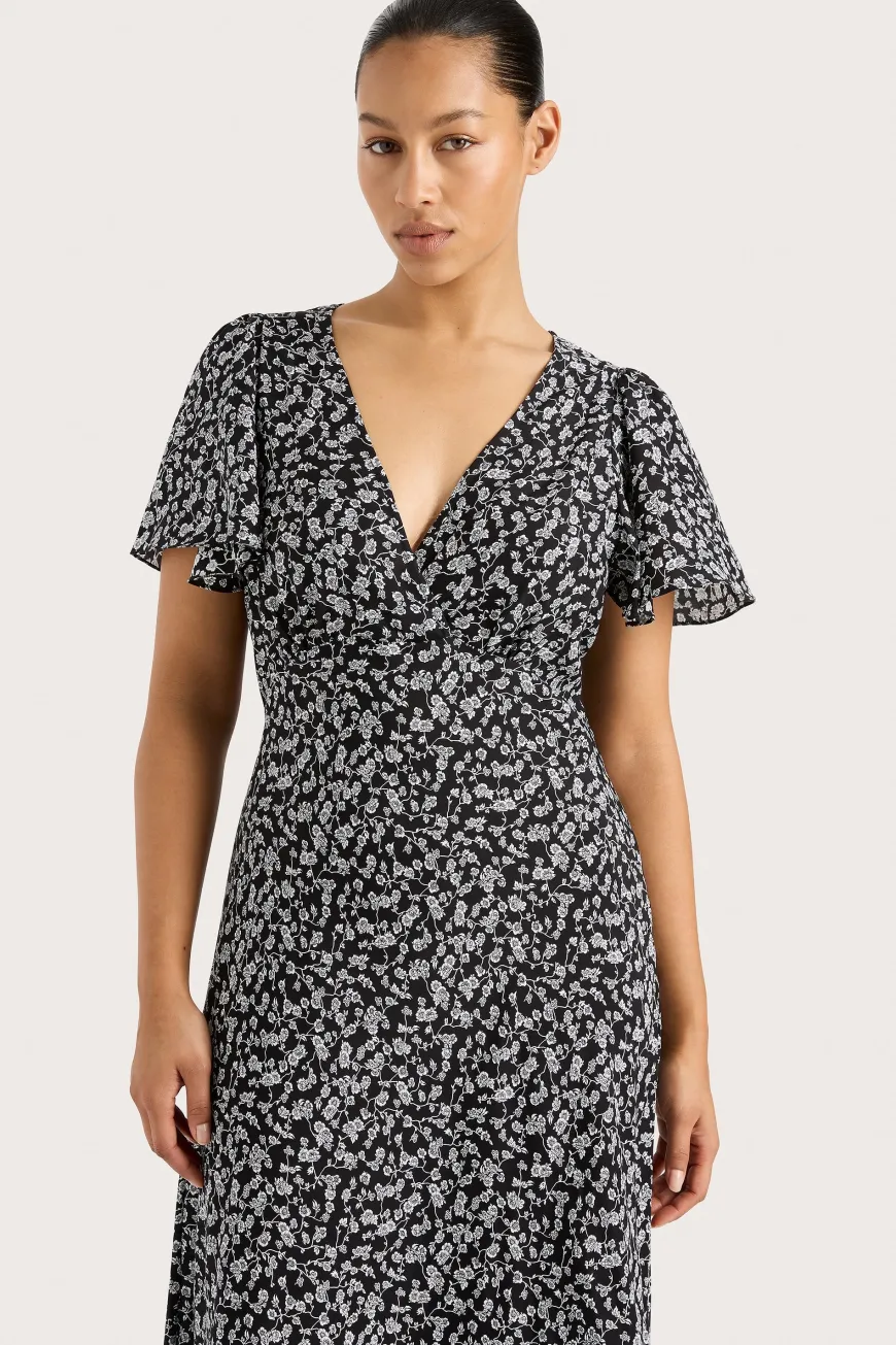 Boda Midi Dress Amaryllis Floral Black