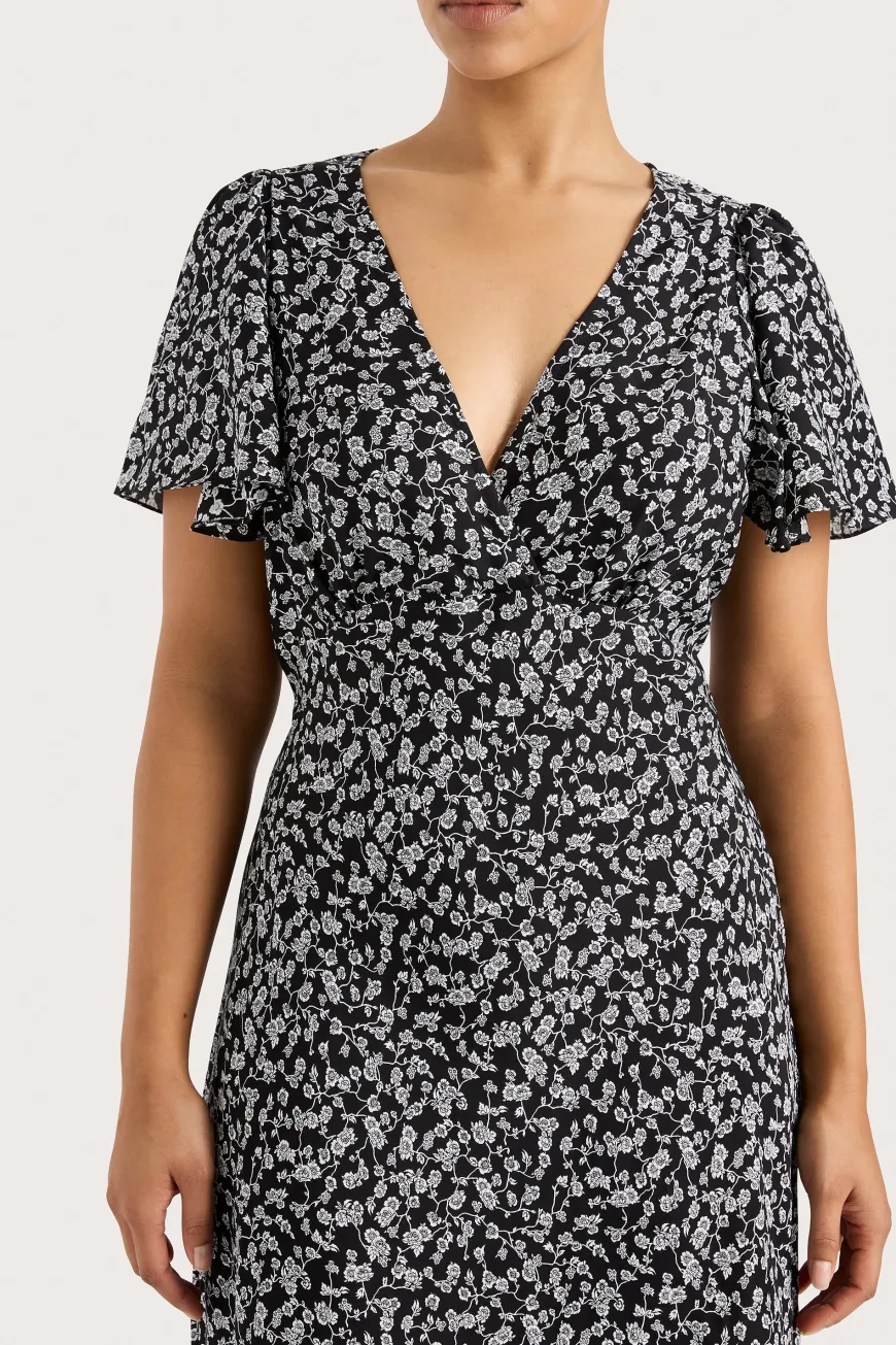 Boda Midi Dress Amaryllis Floral Black