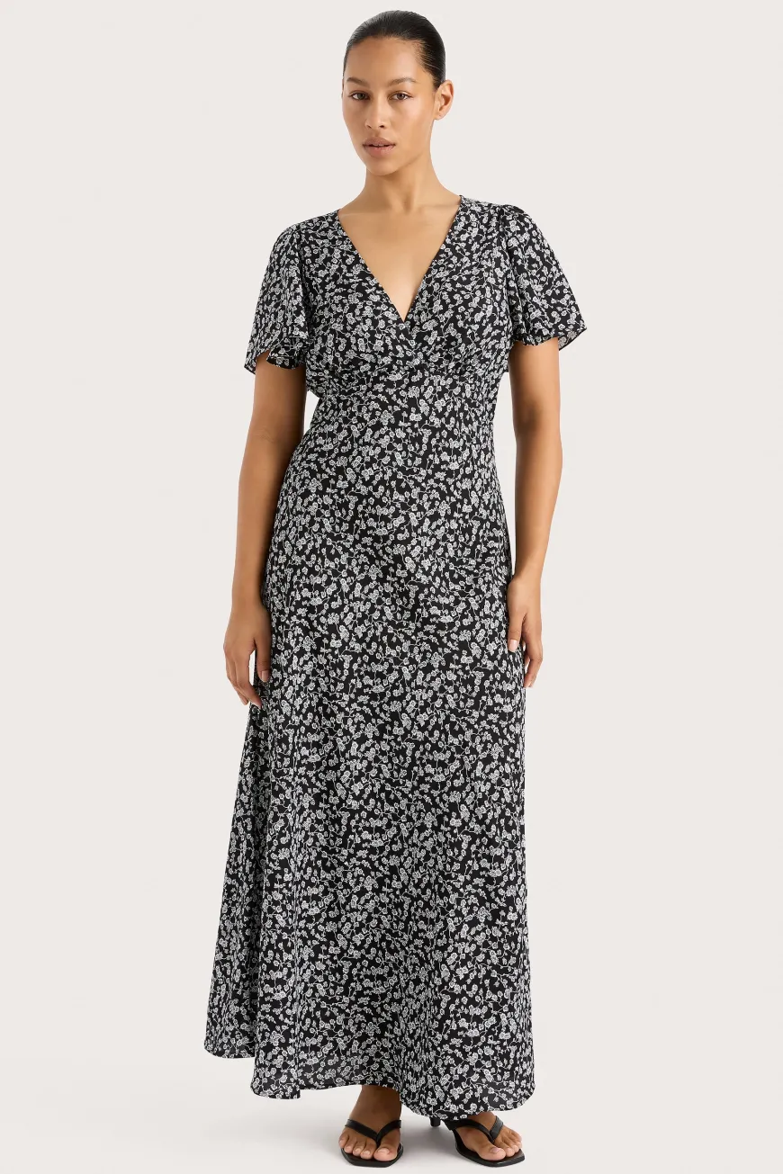 Boda Midi Dress Amaryllis Floral Black
