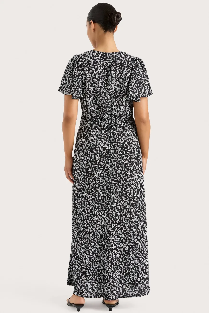 Boda Midi Dress Amaryllis Floral Black