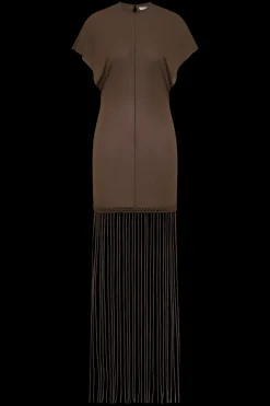 Brita Fringe Dress Chocolate Brown
