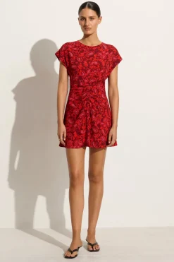 Celestina Mini Dress Selcetta Paisley Red