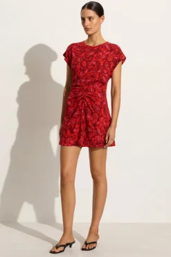 Celestina Mini Dress Selcetta Paisley Red