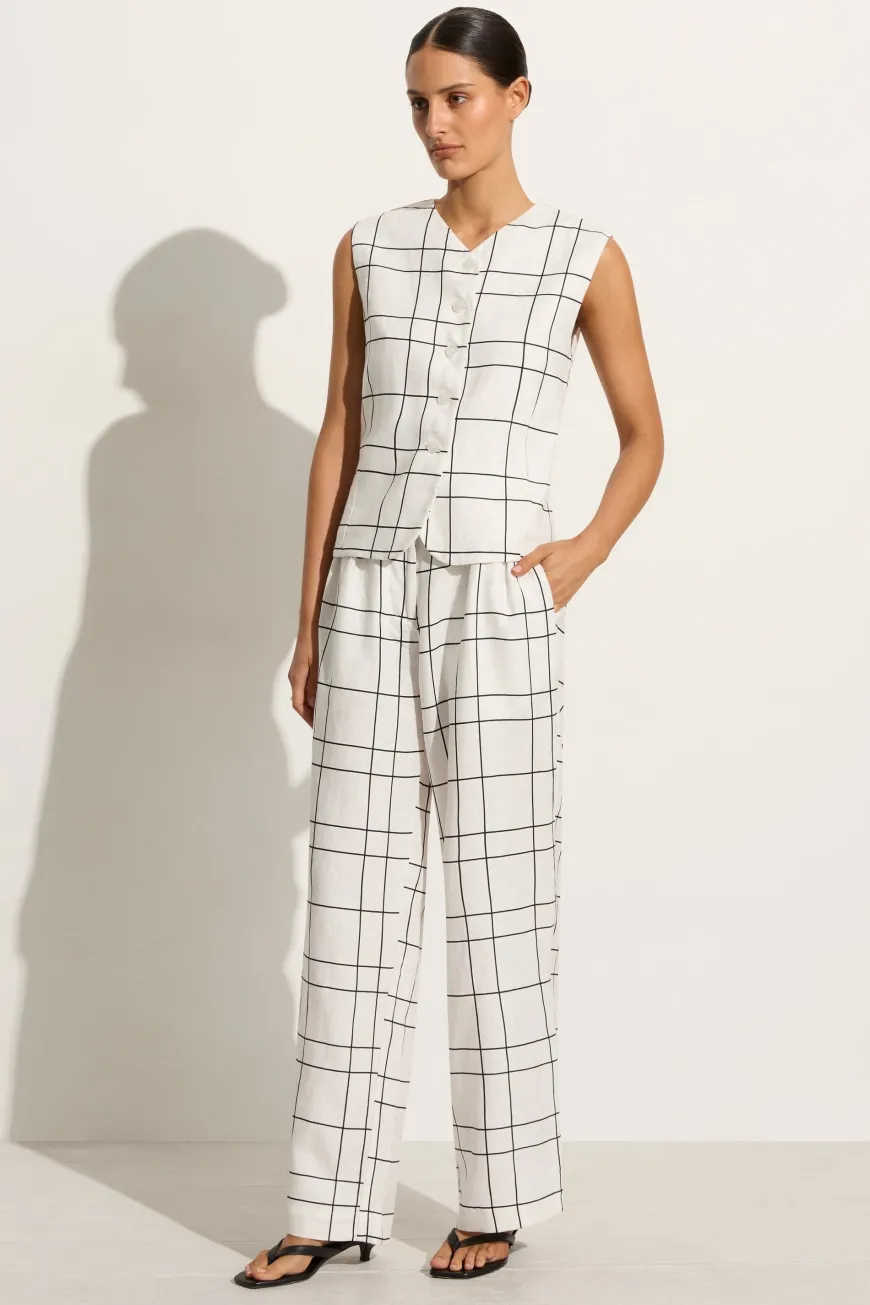 Duomo Pant Letizia Check White
