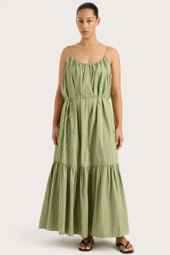 Elodie Maxi Dress Green Stripe
