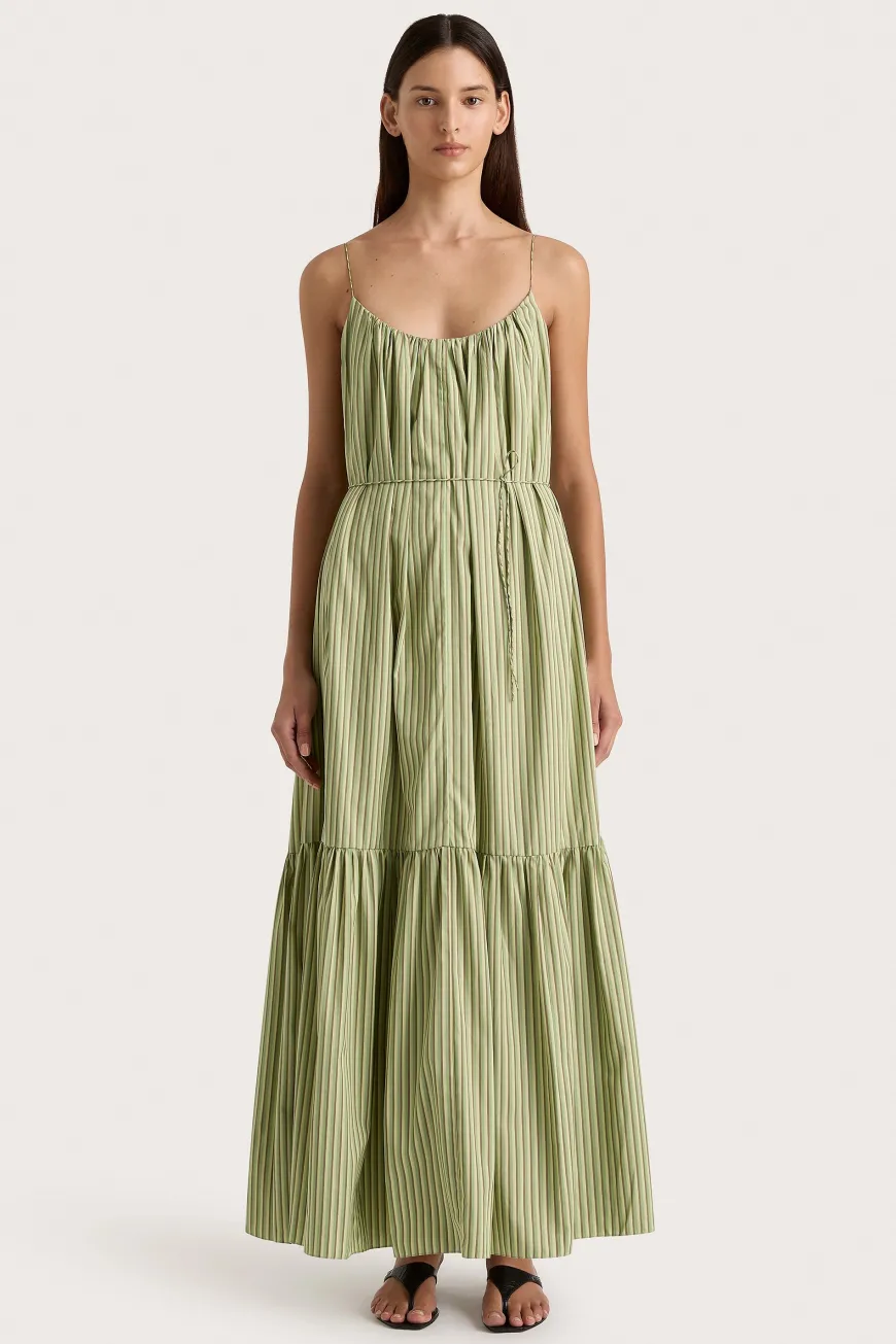 Elodie Maxi Dress Green Stripe