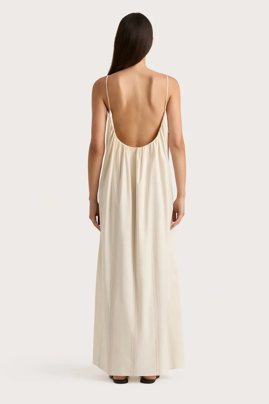 En Vau Maxi Dress Foam Taupe Stripe