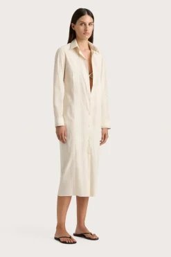 En Vau Shirt Dress Foam Taupe Stripe