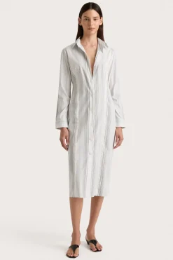 En Vau Shirt Dress Striped Soft Blue