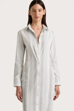 En Vau Shirt Dress Striped Soft Blue