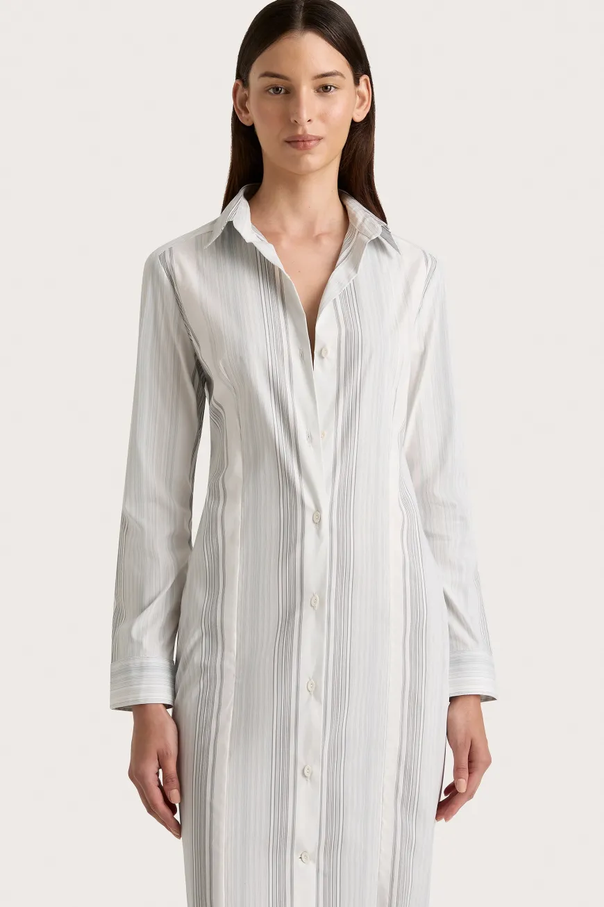 En Vau Shirt Dress Striped Soft Blue