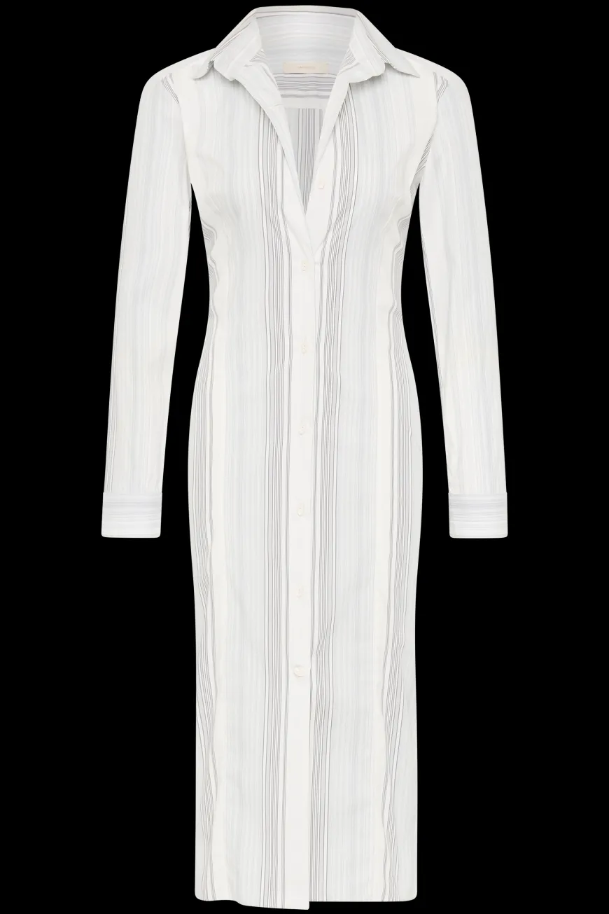 En Vau Shirt Dress Striped Soft Blue