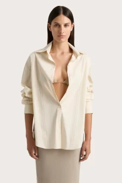 En Vau Shirt Foam Taupe Stripe