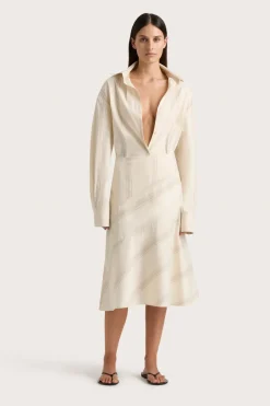 En Vau Skirt Foam Taupe Stripe