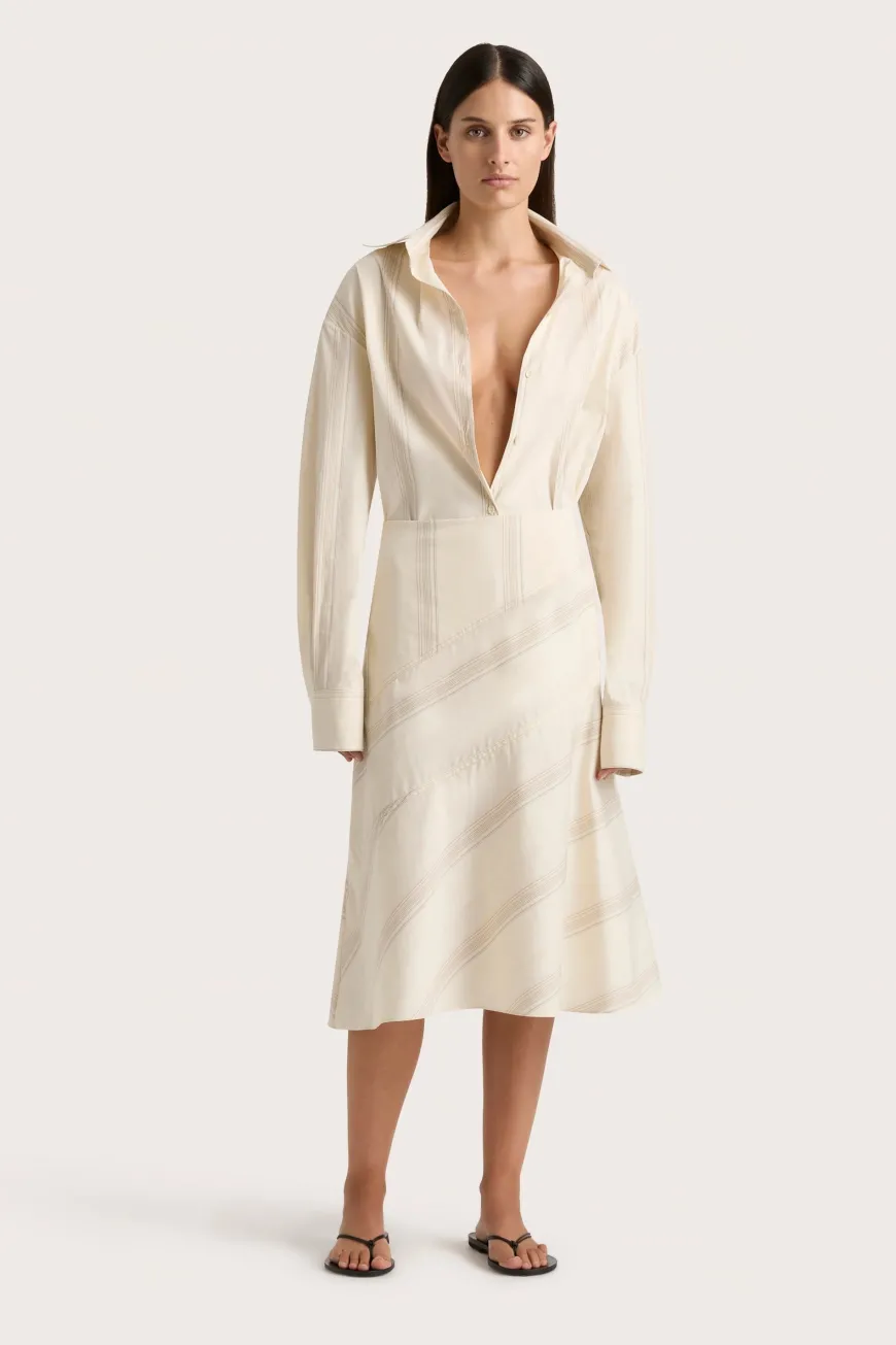 En Vau Skirt Foam Taupe Stripe