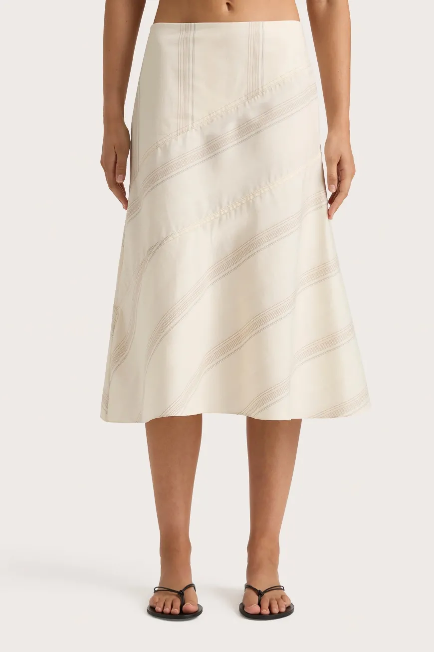 En Vau Skirt Foam Taupe Stripe