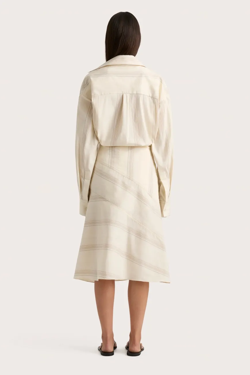 En Vau Skirt Foam Taupe Stripe