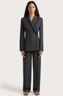 Enna Long Sleeve Blazer Charcoal