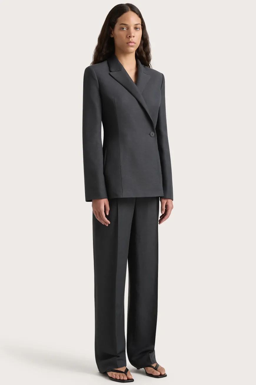 Enna Long Sleeve Blazer Charcoal