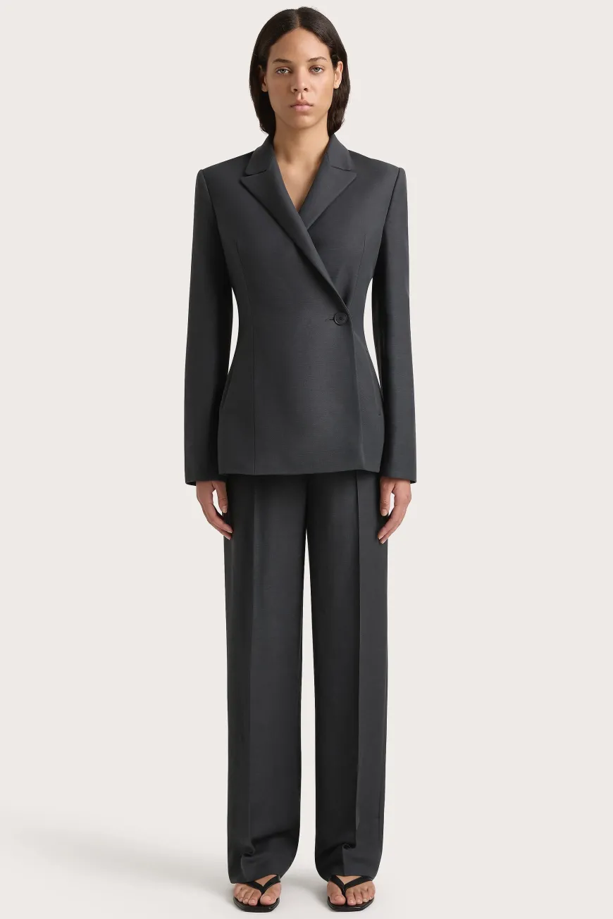 Enna Long Sleeve Blazer Charcoal