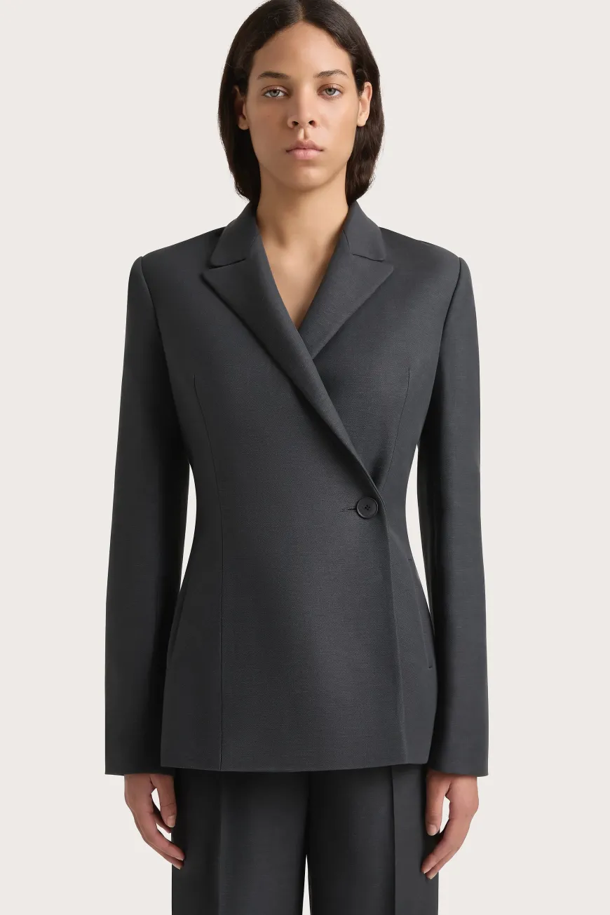 Enna Long Sleeve Blazer Charcoal