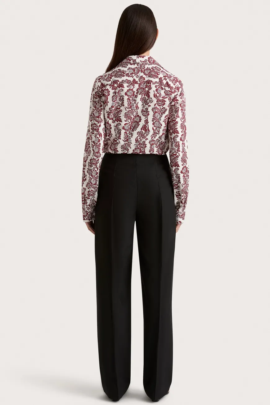 Estelle Fitted Shirt Striped Floral Wine