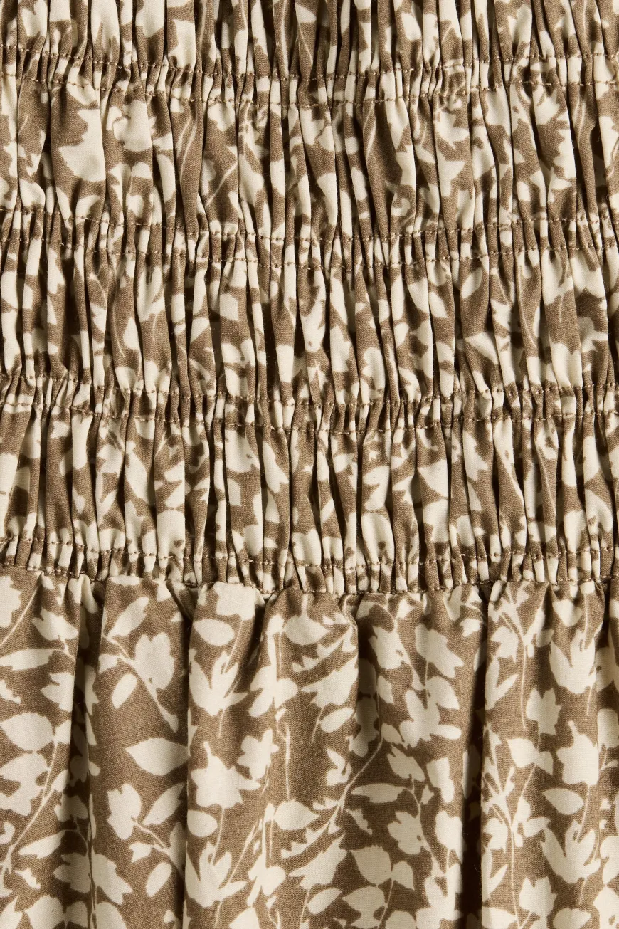 Fleur Maxi Dress Micro Leaves Walnut