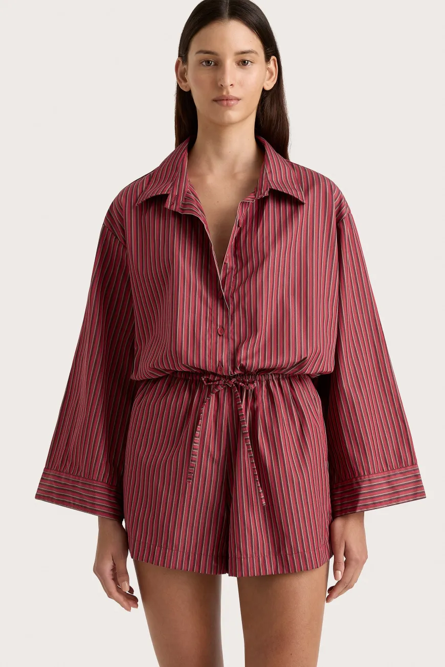 Freja Playsuit Wine Stripe