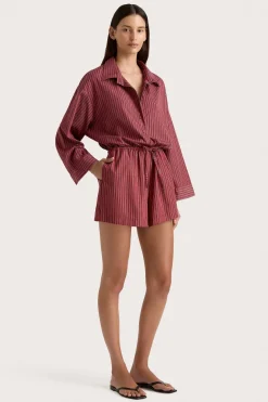 Freja Playsuit Wine Stripe