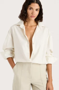 Freja Shirt Cream Pinstripe
