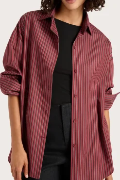 Freja Shirt Wine Stripe